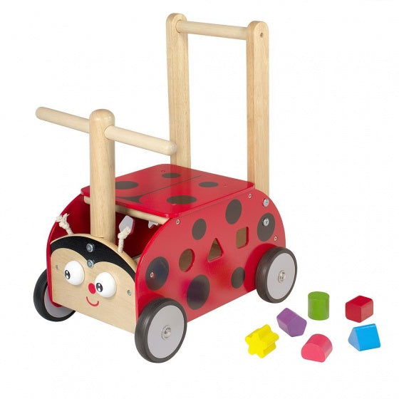 Loop- en duwwagen lieveheersbeestje junior 45 cm rood