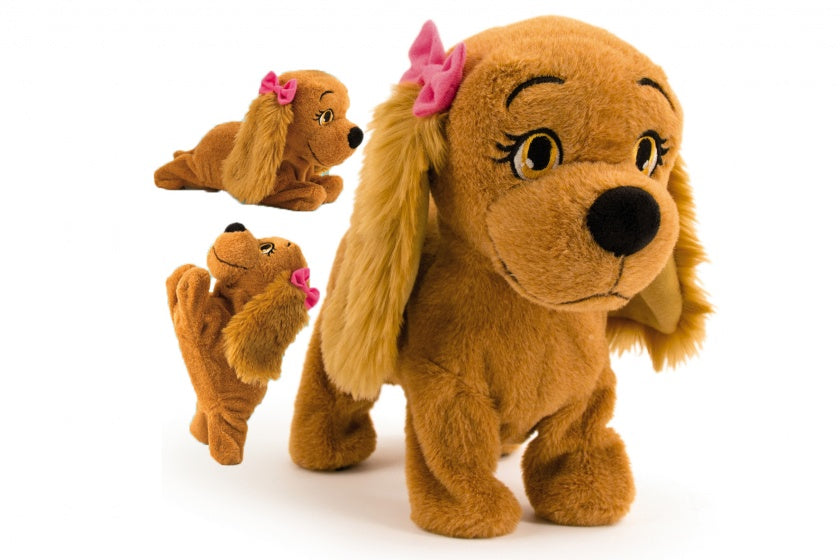 interactieve knuffelhond Lucy 25 cm bruin