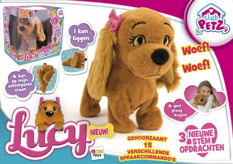 interactieve knuffelhond Lucy 25 cm bruin