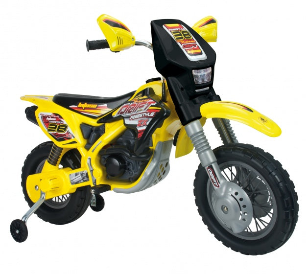 accuvoertuig motorbike Thunder Max 12V 115 cm geel