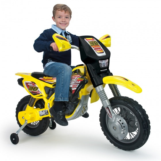 accuvoertuig motorbike Thunder Max 12V 115 cm geel