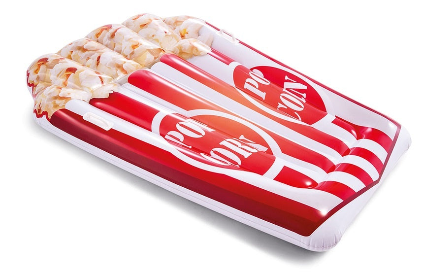 luchtbed Popcornmat 178 x 124 cm rood/wit