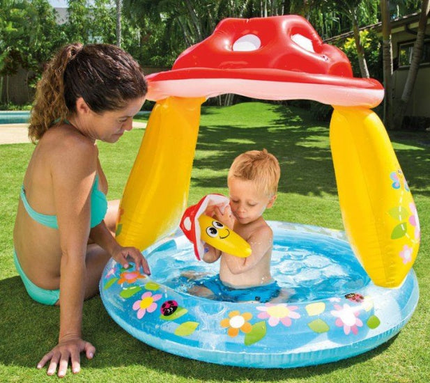 babybadje paddenstoel 57114NP 102 x 89 cm blauw/geel