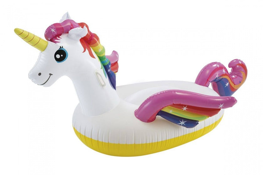 opblaasdier Unicorn 201 x 140 x 97 cm wit