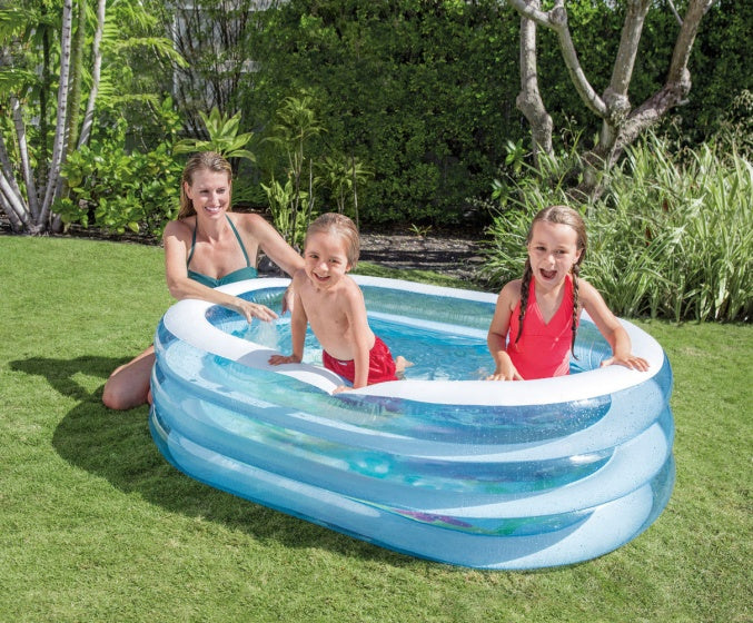 opblaaszwembad visjes 57482NP 163 x 107 x 46 cm blauw