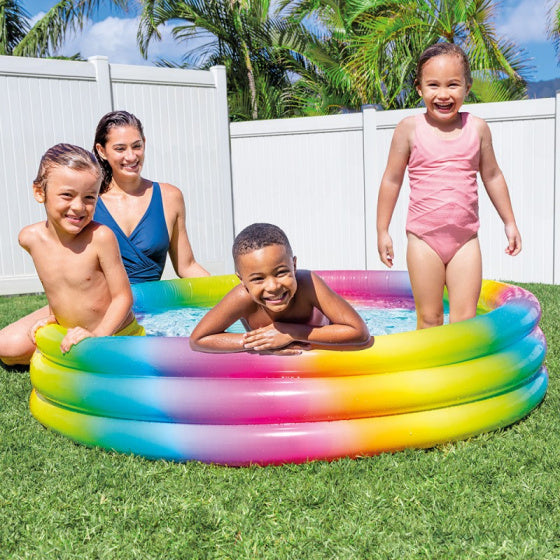 opblaaszwembad regenboog 58439NP 147 x 33 cm geel/wit