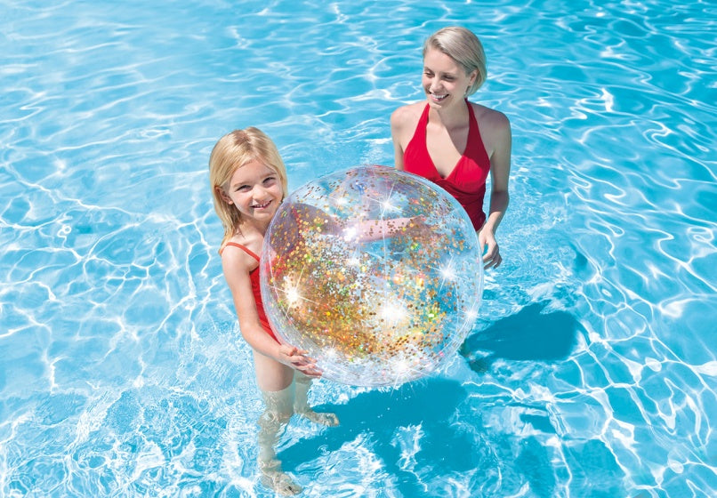 strandbal Glitter 51 cm transparant goud