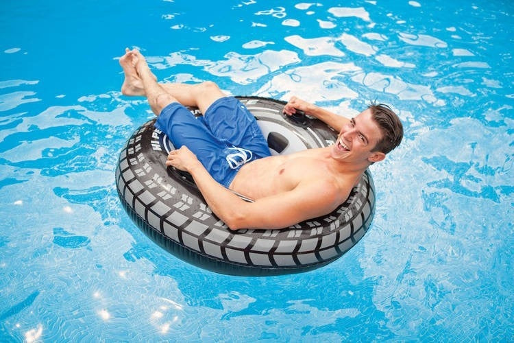 zwemband zwart 114 cm vinyl zwart