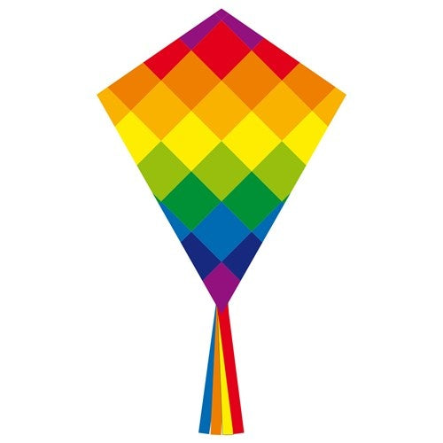 eenlijnskindervlieger Eddy Rainbow Patchwork 58 x 70 cm