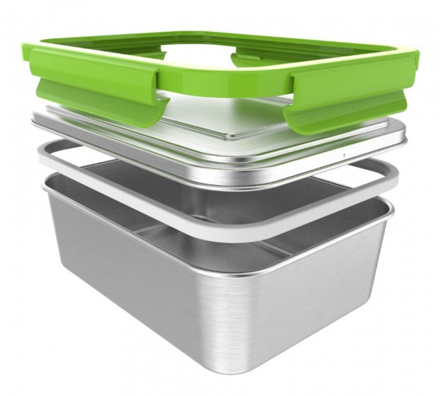 RVS lunchbox 2 liter zilver/groen