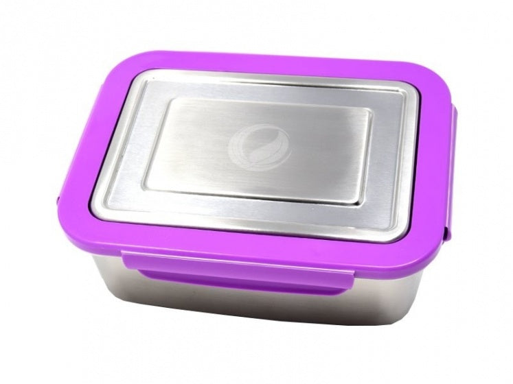 RVS lunchbox 2 liter zilver/paars