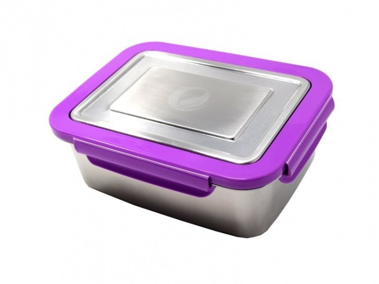 RVS lunchbox 2 liter zilver/paars