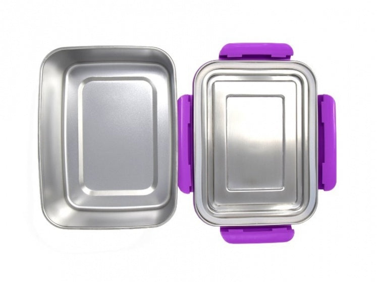 RVS lunchbox 2 liter zilver/paars