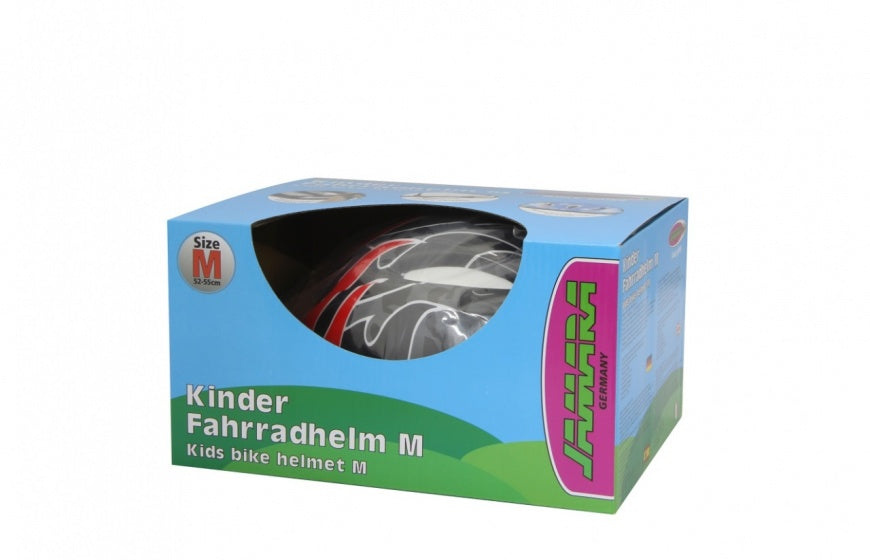 fietshelm junior zwart/rood 52-55 cm