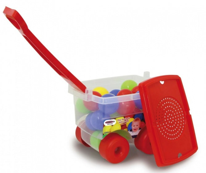 trolley met ballen Happy Balls 32 cm rood 25-delig