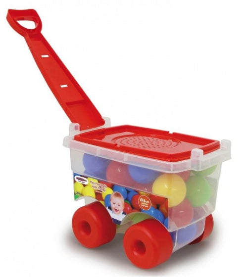 trolley met ballen Happy Balls 32 cm rood 25-delig