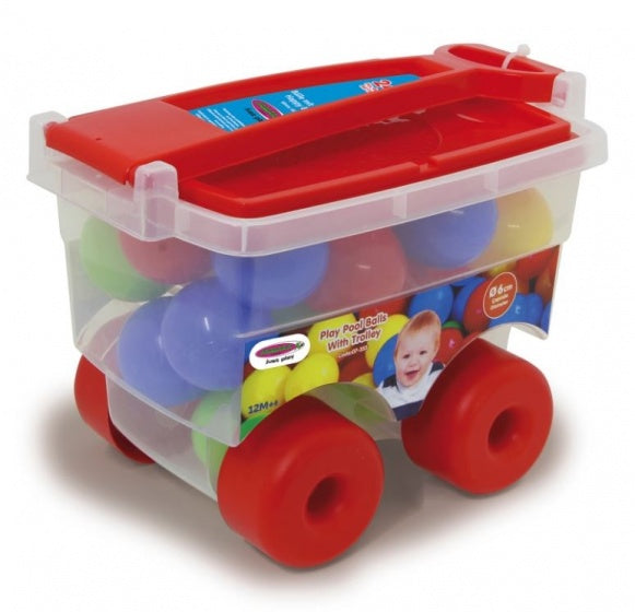 trolley met ballen Happy Balls 32 cm rood 25-delig