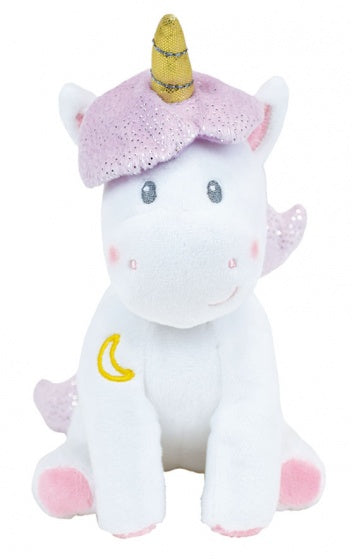 eenhoornknuffel meisjes 18 cm pluche wit/lila
