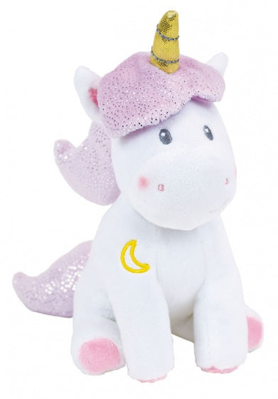 eenhoornknuffel meisjes 18 cm pluche wit/lila