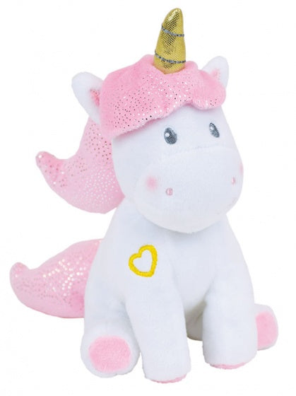 eenhoornknuffel meisjes 18 cm pluche wit/roze