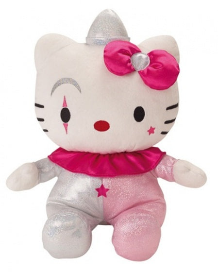 pluchen knuffel Hello Kitty clown 15 cm roze/zilver
