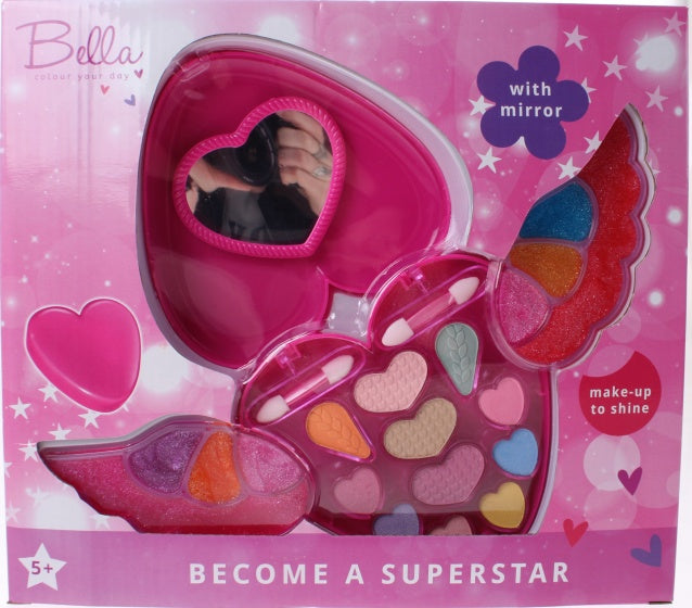 Bella make-up set hart met vleugels roze