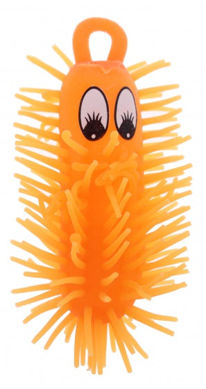 elastische rups met licht oranje 12 cm
