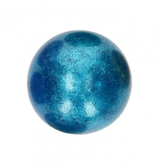 glitterstressbal 7 cm blauw
