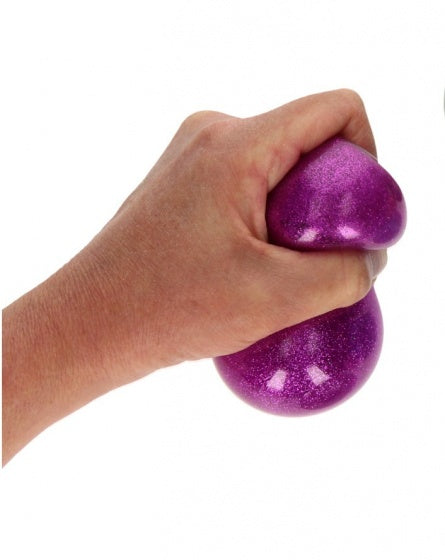 glitterstressbal 7 cm paars