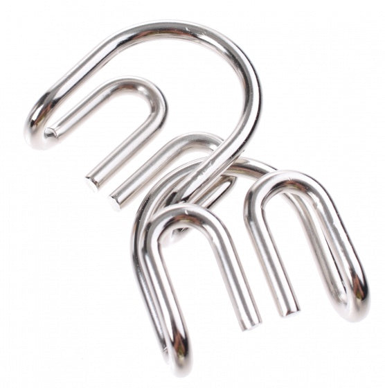 Hersenkraker metalen puzzel in display zilver/roze