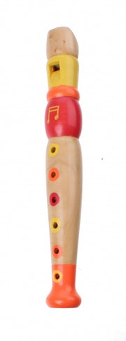 houten blokfluit 20 cm geel/rood/oranje