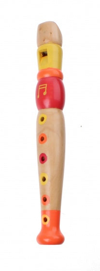 houten blokfluit 20 cm geel/rood/oranje