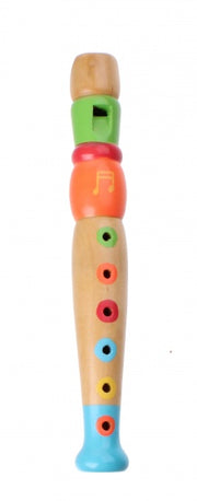 houten blokfluit 20 cm groen/oranje/blauw
