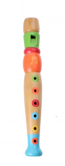 houten blokfluit 20 cm groen/oranje/blauw