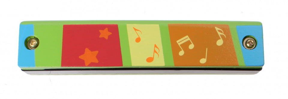 houten mondharmonica 13 cm groen