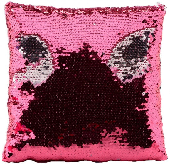Kussen pailletten 27 cm roze