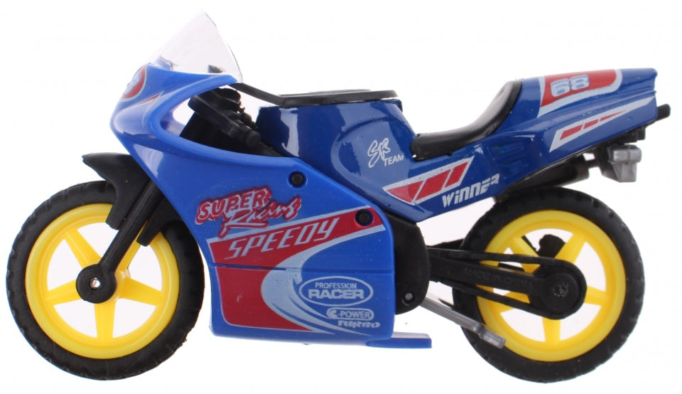 motor Super Bike 68 junior 1:24 die-cast blauw/rood/geel