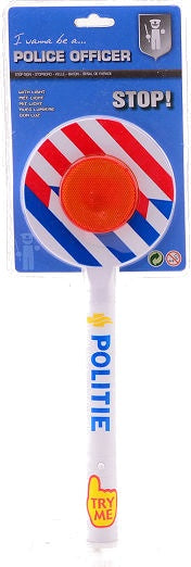 politie-stopbord met handvat en licht 32 cm