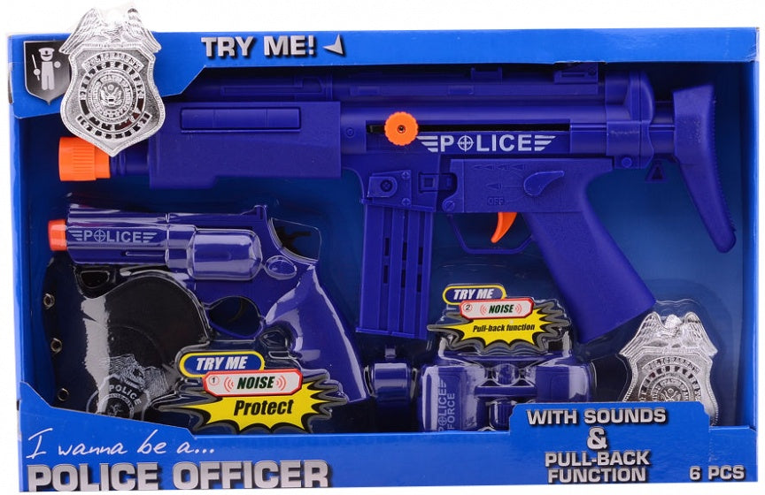 politie speelset deluxe met geluid blauw 6-delig