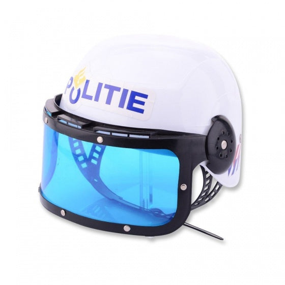 Politiehelm met vizier wit diameter 18 cm