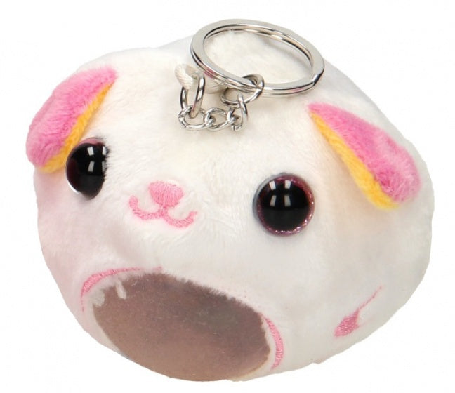 sleutelhanger squishy kat 8 cm wit
