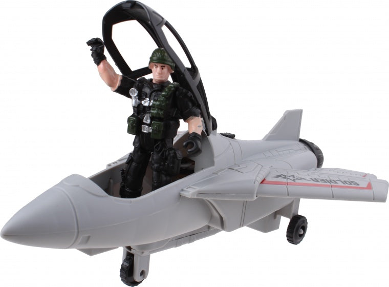 speelset vliegtuig Combat Force 26 cm grijs