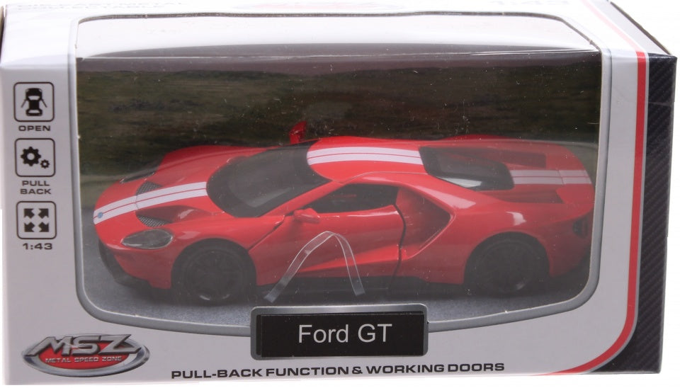 sportauto schaalmodel 1:43 8 cm Ford GT rood