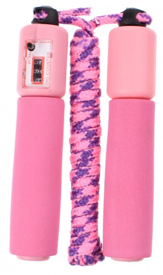 springtouw met teller Outdoor Fun roze 210 cm