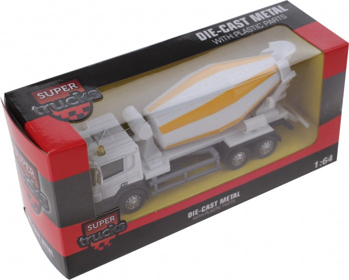 Cementwagen Super Cars 1:64 geel/wit 14 cm