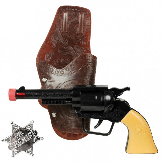 Wild West speelset Revolver zwart/bruin 23 cm