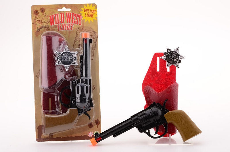 Wild West speelset Revolver zwart/bruin 23 cm