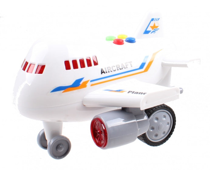 Aircraft vliegtuig met licht en geluid 14 cm wit