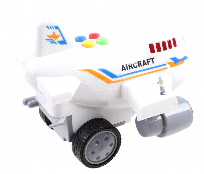 Aircraft vliegtuig met licht en geluid 14 cm wit