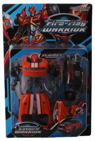 Flames Warrior transformer jongens auto oranje 18 cm